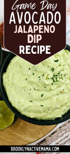 avocado dip recipe in a cast iron skillet with limes on the side