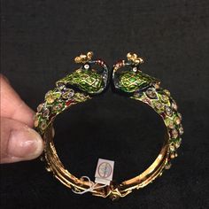 Beautiful Handmade Brass With Enamel Peacock Bracelet. Statement Piece Individually Made Complements Any Unique Outfit Peacock Bracelet, Unique Outfit, Handmade Brass, Hinged Bracelet, Unique Outfits, Heel Boots, High Heel Boots, Womens Jewelry Bracelets, Hinges