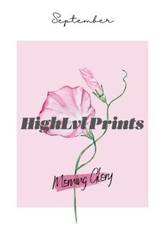 a pink flower with the words high school prints on it