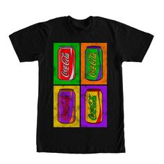 PRICES MAY VARY. Drink a choker with a smile on your face Sport your favorite soft drink Enjoy comfort and fashion at the same time with this unique Men's graphic T Shirt from Coca Cola Strut your stuff with this stylish new Men's Tee Shirt that is perfect for every occasion! Printed In the U.S.A with safe water-based inks Machine wash cold inside out with similar colors, tumble dry low Pop Art Tees, Black Pop Art, Coca Cola Store, Coca Cola Can, T Shirt Image, Men's Graphic T Shirt, Trendy Tee, Mens Tee Shirts, Art Shirts