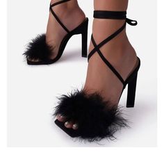 Nwt Size 41 Kmaischai Fall Womens Shoes Sandals High Women Heels Up Ladies Sandals Plush Stilettos Lace Women's High Heels Womens High Heels Summer High Heels Sandals, Fluffy Heels, Heel Sandals For Women, Summer High Heels, Stylish Sandals, Unisex Shoes, Sandals For Women, Black High Heels, Sandal Fashion