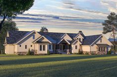 this is an artist's rendering of the front elevation of these country house plans