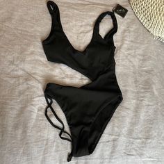 Brand New! Never Worn Spring Black Cutout Swimwear, Black Moisture-wicking Racerback Swimwear, Black One-piece Beachwear Intimate, Zaful Swimwear, Cheeky One Piece Swimsuit, White Bathing Suit, Zaful Bikinis, Halter Neck Swimsuit, Yellow Swimsuits