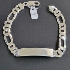 Weight: 20 Grams (Approximate) Lenght: 8 Inch Width: 8.9 Mm Metal: 925 Sterling Silver Stamped: 925 Classic Adjustable Sterling Silver Bracelet With Silver Chain, Classic Silver Name Bracelet With Polished Finish, Classic Silver Chain Bracelet With Polished Finish, Classic Silver Name Bracelet, Hallmarked, Classic Silver Name Bracelet, Classic Silver Hallmarked Name Bracelet, Sterling Silver 925 Stamped Bracelets For Anniversary, Sterling Silver Bracelets With Lobster Clasp In White Gold, Adjustable Silver Name Bracelet With Polished Finish