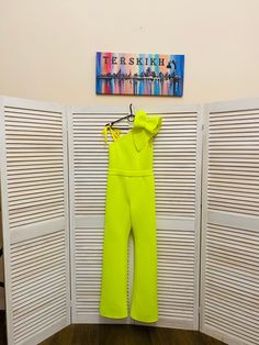 Bright neon yellow girl neoprene jumpsuit with ruffle/ Casual romper/ Girls casual wear/ Ruffles romper/ Custom outfit This beautiful jumpsuit is made from neoprene/scuba fabric. This material is stretchy and it has a shape. The jumpsuit has zipper back. It looks amazing with ruffle. It is easy to care and comfortable to wear. The jumpsuit is perfect for every important event and as casual wear. It is absolutely stunning on! Materials Neoprene Colors and sizes The jumpsuit can be made in any col Green Stretch Jumpsuits And Rompers For Party, Fitted Green Jumpsuits And Rompers With Ruffles, Chic Yellow Jumpsuits And Rompers For Party, Chic Yellow Jumpsuit For Party, Fitted Yellow Jumpsuits And Rompers For Party, Green Fitted Jumpsuit With Ruffles, Fitted Yellow Jumpsuit For Party, Yellow Stretch Jumpsuit For Night Out, Party Jumpsuits And Rompers With Ruffles