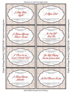 four different types of wedding cards with red and white designs on them, one is for the