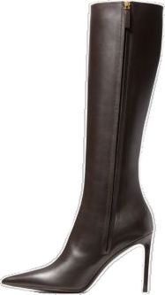 Fitted Calf Leather Knee-high Boots For Work, Elegant Brown Knee-length Boots, Elegant Knee-length Brown Boots, Fitted Brown Calf Leather Knee-high Boots, Classic Fitted Calf Leather Platform Boots, Fitted Leather Mid-calf Boots For Business, Fitted Leather Knee-high Boots For Business, Leather Knee-high Boots For Business, Formal Leather Knee-length Boots