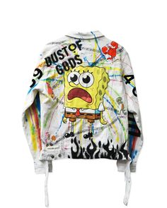 Dust Of Gods, Tie Dye Denim, White Denim Jacket, Life Jacket, 1 Of 1, British Indian, Spongebob Squarepants, 20th Anniversary, White Denim