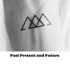 the back of a white shirt with black ink on it that says past present and future