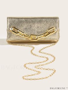 BagForLove - Chic Metallic Envelope Bag with Chain Detailing Product Description Color Gold Details Glitter Magnetic Yes Strap Type Chain Style Glamorous Bag Size Small Type Box Bag Closure Type Flap Material PC Composition 100% Carbon Size Chart INCH CM Bag Height Bag Length Bag Width Strap Length 4.1 inch 8.1 inch 2 inch 43.3 inch Bag Height Bag Length Bag Width Strap Length 10.5 cm 20.5 cm 5 cm 110 cm Details Pictures Similar Products h2 { text-align: center; } /* æ¢è¡ */ li{ white-space: normal; word-break: break-all; word-wrap: break-word; } .red-box { width: 100%; display: flex; flex-direction: row; flex-wrap: wrap; justify-content: center; } .red-box > div { width: 190px; height: 250px; margin: 10px; } .red-box > div > a > img { width: 190px; height: 250px; } .size-box { width: 10 Gold Chain Crossbody Evening Bag, Gold Crossbody Wallet On Chain With Chain Strap, Gold Crossbody Wallet On Chain, Gold Wallet On Chain With Crossbody Strap, Gold Crossbody Shoulder Bag For Party, Gold Wallet On Chain With Chain Strap For Evening, Gold Evening Wallet On Chain With Chain Strap, Gold Rectangular Bags With Adjustable Chain, Rectangular Gold Bags With Adjustable Chain