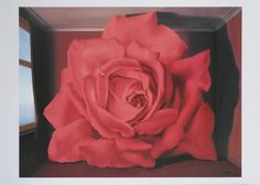 a painting of a red rose in an empty room