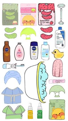 the paper doll is made up of various items such as hairbrushes, soaps and other things