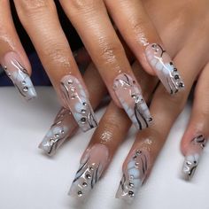 Blooming Gel And Chrome Nails, Blooming Gel Acrylic Nails, Blooming Gel Chrome Nails, Square Blooming Gel Nails, Chrome Blooming Gel Nails, Blooming Effect Nails, Chrome Art Nails, Black Blooming Gel Nails, Blooming Nails Gel