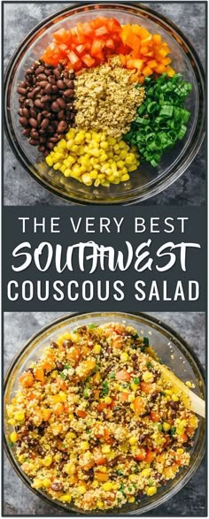 two bowls filled with different types of food and the words, the very best southwest salad