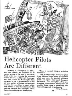 an advertisement for helicopter pilots is shown in this black and white photo