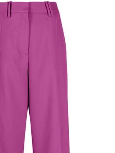 Pleated straight-leg trousers from GANNI featuring grape purple, recycled polyester blend, cotton, low-rise, pleat detailing, belt loops, concealed front fastening, two side slash pockets, rear welt pocket, pressed crease and straight leg. FRONT RISE: 33.0 Centimetres INSIDE LEG: 73.7 Centimetres BACK RISE: 36.8 Centimetres HIPS: 91.4 Centimetres Hem Width: 45.7 Centimetres WAIST: 73.7 CentimetresGender: WomenMaterial: 70% REC POLYESTER 30% LENZING™ ECOVERO™Color: PURPLE WINEMade in: TRProduct I Purple Wide Leg Work Pants, Purple Wide Leg Workwear Pants, Wide Leg Purple Workwear Pants, Purple Wide Leg Pants For Work, Formal Purple Bottoms With Pockets, Purple Straight Pants For Formal Occasions, Formal Purple Straight Pants, Chic Purple Wide Leg Pants For Workwear, Purple Trousers For Work