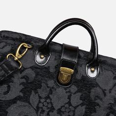 Victorian Blossom black/black Laptop Work Bag Carpetbag of America Black Luxury Laptop Bag With Adjustable Strap, Luxury Black Top Handle Laptop Bag, Luxury Black Laptop Bag With Top Handle, Luxury Satchel Shoulder Bag With Laptop Sleeve, Luxury Laptop Sleeve Satchel Shoulder Bag, Luxury Shoulder Bag With Laptop Sleeve, Black Tote Briefcase For Formal Use, Luxury Briefcase With Laptop Sleeve And Shoulder Bag Shape, Luxury Briefcase With Laptop Sleeve As Shoulder Bag