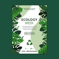 a green leafy poster with the words ecology week