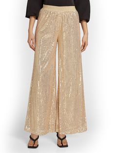 Petite Fashion, Wide Leg Pants, Sequin, Wide Leg, New York, Pants, Trousers