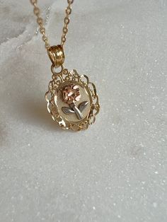 THE FLOWER PORTRAIT NECKLACE Flower Portrait, Portrait Necklace, Late Bloomer, Rose Gold Flower, Lots Of Love, Gold Flower, Gold Flowers, Yellow Rose, Gold Pendant