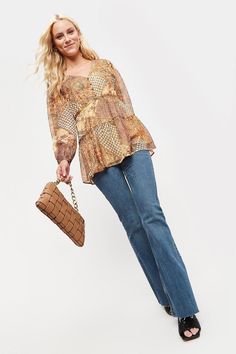 Patchwork Paisley Stripe Tiered Top Tiered Tops, Design Planning, Dorothy Perkins, Bell Sleeve Top, Paisley, Buy Online, Size 10, Shop Now, Women's Top