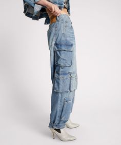 The HIGH WAIST EPIC CARGO JEANS. Our brand new 90s-inspired Cargo fit denim jean. Features a high waist fit with a wide leg and a multitude of pockets, with added utility cargo inspired details. Large extra roomy pockets. Adjustable hem. Cargo pants - but denim. Upgrade your world! PACIFICA is a classic vintage blue wash with authentic distressing. Soft hand feel. ... Low Waisted Jeans, Mid Waist Jeans, Boyfriend Fit Jeans, Jean Boyfriend, Jeans Cargo, Flare Leg Jeans, Relaxed Fit Jeans, High Waisted Shorts Denim, Women Denim Jeans