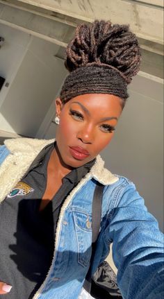 Loc Updo Styles Short With Bangs, Locs Hairstyles For Women With Bangs, Locs Updo With Bangs, Black Women Hairstyles Locs, Side Swoop With Locs, Loc Hairstyles With Swoop, Locs Bangs Hairstyles For Women, Locs With Big Forehead, Locs With Swoop Bangs