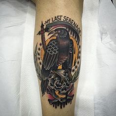 a black bird sitting on top of a person's leg with the words, my last servants