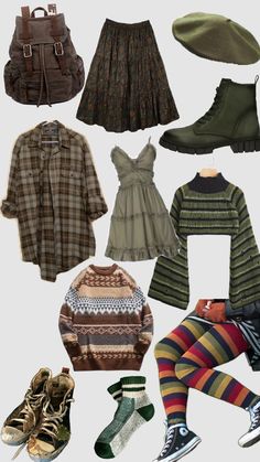 #goblincore #fairygrunge #gremlincore #earthtones #outfits #fits #inspo #clothes #green #cottagecore Cottagegrunge Outfits, Fairy Goblin Core Outfits, Fem Goblincore Outfits, Changelingcore Outfit, Witchy Goblincore Outfits, Goblincore Fashion Feminine, Plantcore Outfits, Gremlincore Clothes, Grunge Cottage Core Outfits