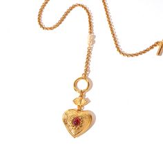 Calder Heart Locket Necklace w/ Toggle | Ben-Amun Jewelry Signature Necklace, 24kt Gold, City Design, Jewelry Inspo, Czech Glass, Heart Necklace