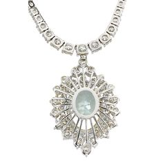 19.85 Carat Natural Aquamarine 14K White Gold Diamond Necklace | Fashion Strada 14k White Gold Diamond Necklace, White Gold Diamond Necklace, Gold Diamond Necklace, Necklace Fashion, Natural Aquamarine, White Gold Diamonds, Aquamarine, Natural Diamonds, Gold Diamond