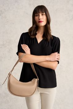 Your new everyday bag is here. Say enchanté to the Sienna Hobo Shoulder Bag. Crafted from vegan leather in Taupe with a soft pebbled look, this half-moon bag is designed to keep all your essentials safe and secure. Versatile Faux Leather Hobo Bag Crossbody, Chic Everyday Baguette Bag With Textured Leather, Chic Everyday Textured Leather Baguette Bag, Versatile Faux Leather Crossbody Hobo Bag, Versatile Faux Leather Textured Shoulder Bag, Versatile Textured Faux Leather Shoulder Bag, Chic Everyday Faux Leather Baguette Bag, Versatile Beige Faux Leather Hobo Bag, Chic Textured Leather Baguette Bag For Everyday