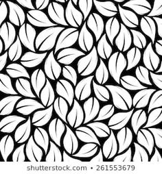 an abstract black and white pattern with leaves