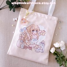 ♡ Check out other Bags & Pouches here ♡ https://etsy.me/3wHSmnk ♡ KEYCHAIN ADD-ON COMES WITH HOOP ♡  - ToteBag+Keychain Set comes with removable hoop wire :) - Acrylic charm is around 6.5 x 5.5 cm / 2.6 x 2.2 inch ♡ TOTE BAG DETAILS ♡ - Cotton canvas material that is soft and comfortable to touch :) - High quality front and back prints (you can wear it both ways!) - With full zipper and inner pocket ♡ TOTE BAG SIZE ♡ Bag dimension 30 x 35 cm / 11.8 x 13.8 inch Bag Strap length 23 cm / 9 inch ♡ TOTE BAG WASHING ♡ - Delicate machine wash or hand wash with warm water - Drip or flat air dry; Do not tumble dry ♡ PACKAGING ♡ You will recieve this in a reusable zipper bag with care instruction card and freebies ♡ NOTES ♡ - No watermark will be present on the item - Colors may vary slightly depend Kawaii Style Shoulder Bag As Gift, Cute Shoulder Bag As Gift, Cute Shoulder Bag For Gift, Harajuku Pouch Bag As Gift, Harajuku Style Pouch Bag For Gift, Harajuku Style Pouch Bag As Gift, Harajuku Style Pouch Bag Perfect For Gifts, Cute Bags For Gifts With Cute Design, Handmade Kawaii Bags For Daily Use