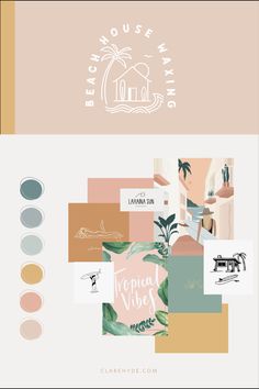 the logo and branding design for an artisan shop, with different colors on it