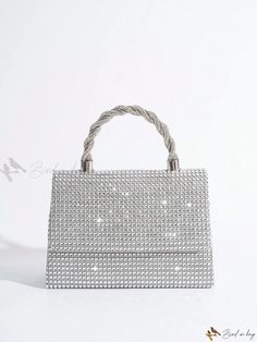 Bird in Bag - Elegantly Handcrafted Evening Bag with Exquisite Rhinestone Embellishments for High-end Soirees, Banquets, and Glamorous Dance Parties - Womens Fashion Accessory Bedazzled Rectangular Evening Bag For Parties, Party Bedazzled Crystal Bags, Glamorous Bedazzled Bag For Events, Glamorous Bedazzled Rectangular Evening Bag, Glamorous Crystal Rectangular Bag, Glamorous Crystal Bags With Rhinestones, Glamorous Rectangular Crystal Bag, Glamorous Rectangular Crystal Bags, Glamorous Silver Square Bags