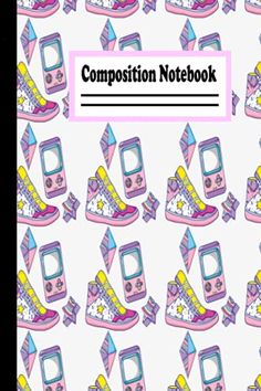 the composition notebook is filled with colorful objects