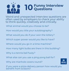 the 10 funny interview questions you need to ask in your job interview form, which one do you like most?