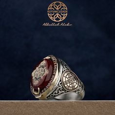 Men's epoxsi gemstone signet ring which will give you a head turning presence. This mystic, vintage style, engraved ring has a unique design for the polished, refined, and distinguished man. Perfect for casual and formal events, it will make your friends envious as you walk into the room full of confidence and pride. Looking for a unique, one of a kind GIFT FOR HIM, groomsman gift, father's day gift, teacher day gift? Look no further. This cool gemstone ring is the right answer and best gift for Traditional Red Ceremonial Rings, Traditional Red Wedding Rings, Red Engraved Wedding Rings, Red Engraved Rings For Wedding, Traditional Red Rings For Anniversary, Red Wedding Band, Gemstone Wedding Band, Compass Symbol, Marine Gifts