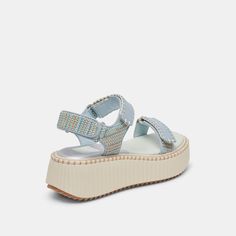 DEBRA SANDALS LIGHT BLUE KNIT – Dolce Vita Light Blue Knit, Leather Silver, Distressed Leather, Velcro Straps, The Streets, Blue Denim, Shoes Sandals, Leather Upper, Light Blue