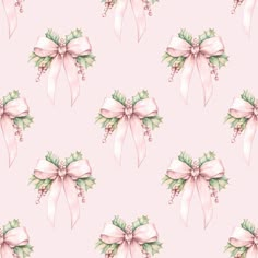 a watercolor pattern with bows and mists on a pink background for wallpaper