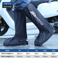 men's waterproof boots with zippers on the bottom and side, size chart