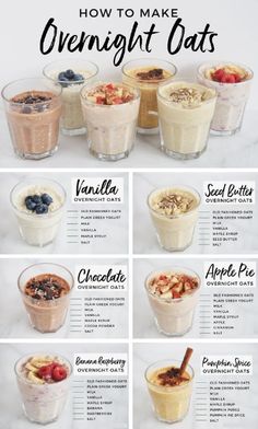 the ingredients for overnight oatmeal are shown