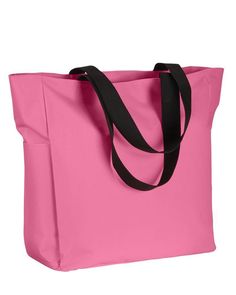 Polyester Zip Tote - PINK - OS | BAGedge Polyester Zip Tote Bag in Pink Liberty Bag, Shopping Totes, Zip Tote, Pink Tote, Zippered Tote, Reusable Shopping Bags, Promotional Products, Large Bag, Branded Bags