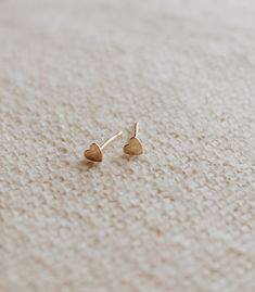 Heart Earrings - Hope on a Rope Jewelry Tiny Heart-shaped 14k Gold Earrings, Tiny Minimalist Heart Earrings For Valentine's Day, Dainty Tiny Gold Heart Earrings, Tiny Dainty Heart Earrings Gift, Tiny Minimalist Heart Earrings, Dainty Tiny Heart Earrings Gift, Tiny Dainty Yellow Gold Heart Earrings, Dainty Tiny Yellow Gold Heart Earrings, Tiny Heart-shaped Minimalist Earrings