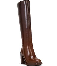 Vince Camuto Sangeti Suede Square Toe Tall Boots | Dillard's Brown Knee-high Heeled Boots With Zipper, Brown Knee-high Heeled Boots With Zipper Closure, Brown Wide Calf Knee-high Boots With Zipper, Tall Leather Heeled Boots With Reinforced Heel, Workwear Boots With Zipper Closure And Round Toe, Tall Leather High Shaft Heeled Boots, Leather High Shaft Boots For Workwear, Tall Leather Boots For Work, Fitted Tall Leather Boots