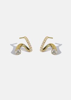 Pave Ear Cuff, Double Earrings, Diamond Ear Cuff, Light Jewelry, Jewellery Design Sketches, Engagement Earrings, 18k Gold Earrings, Jewelry Ads, Diamond Jewelry Designs