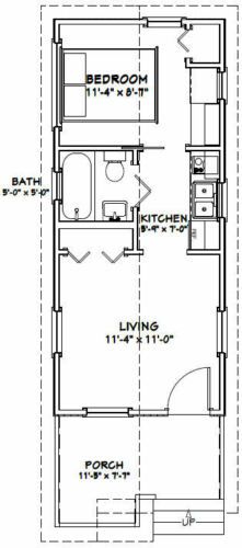 the floor plan for a small house with two bedroom and an attached living room area