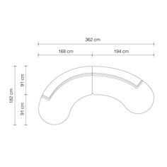 a drawing of a curved surface with measurements