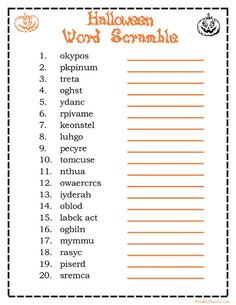 a halloween word scramble with pumpkins on it